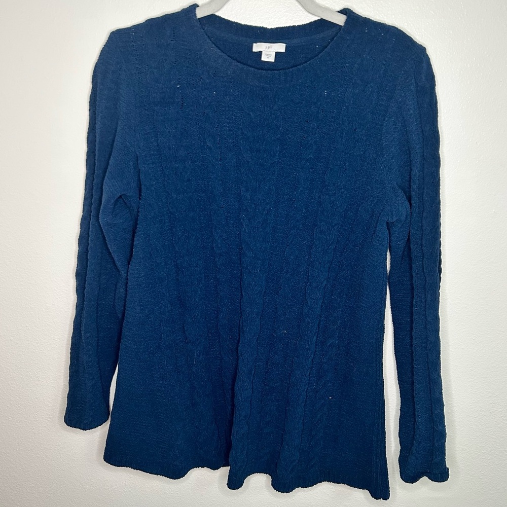 Jjill cableknit navy blue sweater